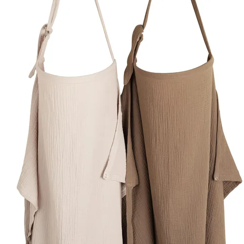 Vista 13 de Konssy 2-Pack de mantas de muselina para lactancia con aro rígido, 100% algodón, cubierta de lactancia ligera y transpirable, ajustable y cómoda
