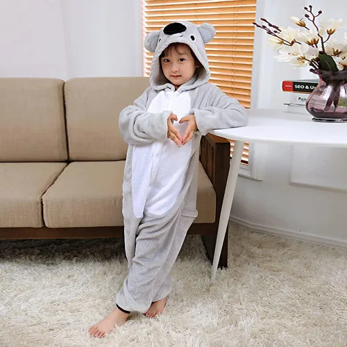 Vista 3 de Plustrong Pijama de una sola pieza para niños, disfraces de Halloween para niños y niñas, enterizo de franela de animales, disfraces de Halloween