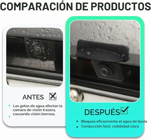 Vista 6 de Protector de lluvia para cámara de respaldo de automóvil, cubierta de silicona para cámara de visión trasera, protector impermeable para mayor Negro