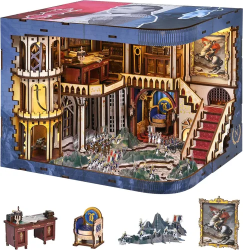 Vista 10 de MiniCity Espacio Rincón de Libros para Principiantes - Kit de Escena en Miniatura DIY con Cubierta Antipolvo, Luces y Estantería Adaptable