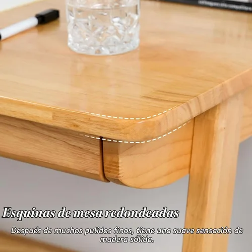 Vista 7 de Escritorio para computadora con cajones, escritorio de madera maciza, escritorios de oficina en casa modernos de mediados de siglo, mesa de estudio