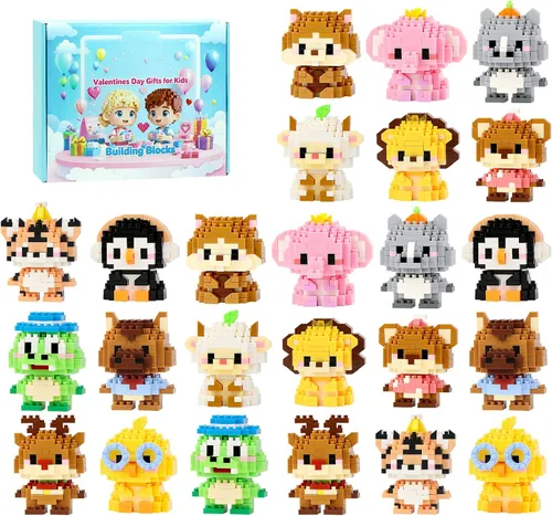 Vista 8 de Mini bloques de construcción de animales, paquete de 12 unidades, recuerdos de fiesta para construcción de niños, huevos de Pascua precargados
