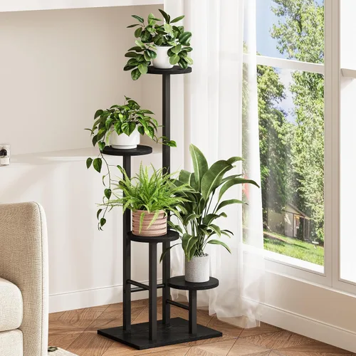 Vista 2 de Soporte para plantas de 5 niveles para interiores, estante esquinero para plantas, organizador de estantes para plantas, soporte de flores