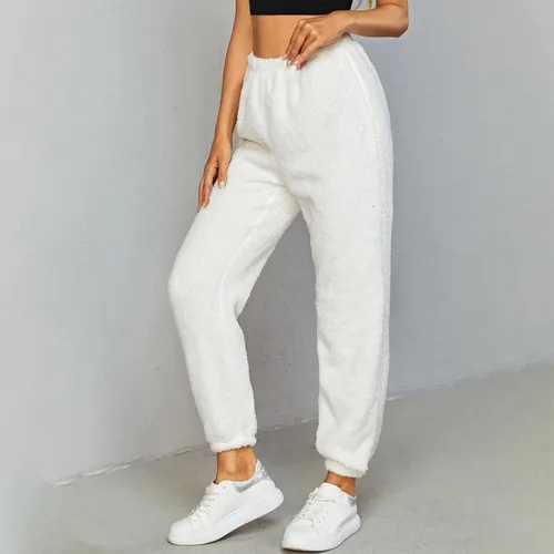 Vista 6 de Womens Plush Pants Casual Winter Solid Color Jogger Sweatpants Loose Soft Comfy Fleece Warm Home Pants