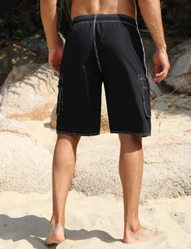 Vista 4 de Pantalones cortos de playa para hombre, de secado rápido, con forro de malla de Nonwe