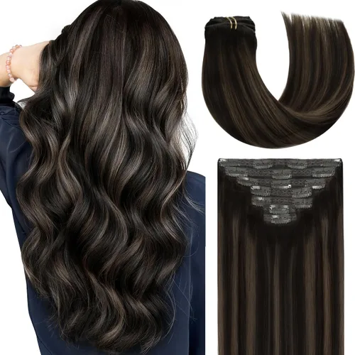 Vista 38 de Lacer Extensiones de cabello humano Remy sin costuras, color negro #1, ultra fino, doble trama de poliuretano, invisible, 7 unidades, 4.33 oz