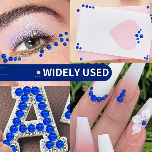 Vista 5 de 3090 calcomanías de diamantes de imitación, autoadhesivas, color azul oscuro, gemas para la cara, calcomanías de perlas de 3/4/5/0.236 in, gemas