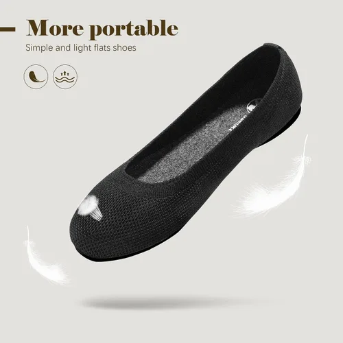 Vista 2 de MIXIN Zapatos de vestir planos para mujer, zapatos de vestir de punto para la oficinatrabajo, zapatos de vestir de punta redonda para caminar