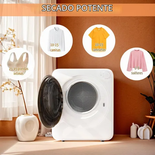 Vista 4 de Secadora de ropa portátil de 1.5 pies cúbicos, secadora de lavandería de carga frontal de secado rápido de 800W con 5 modos, mini secadora eléctrica