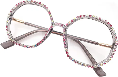 Vista 4 de Gafas de lectura con diamantes de imitación de polígono para mujer, con bloqueo de luz azul Negro