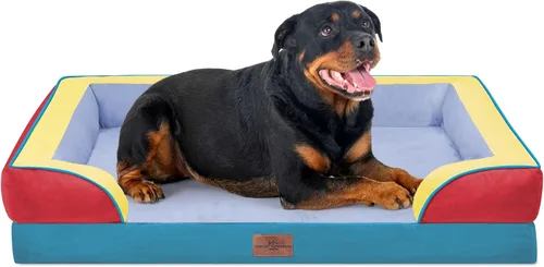 Vista 98 de Comfort Expression - Cama ortopédica para perros medianos, 28 x 19 pulgadas, cama impermeable y de apoyo de espuma con cojines removibles, sofá