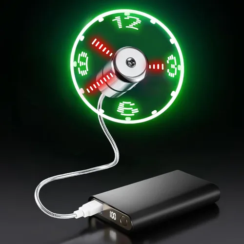 Vista 6 de Ventilador de reloj LED USB con función de visualización en tiempo real, rellenos de calcetines para hombres, accesorios de Navidad, regalos del día