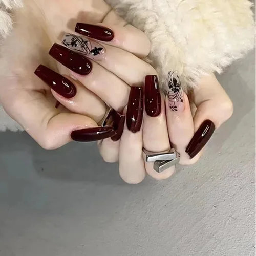 Vista 6 de COSMOO 15ml Esmalte de uñas de secado rápido color rojo oscuro, laca para uñas resistente a las astillas color marrón rojo para arte en uñas
