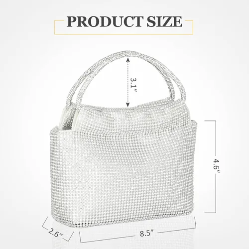 Vista 3 de Beaguful Bolsos de mujer con diamantes de imitación de cristal, bolsos de noche con purpurina