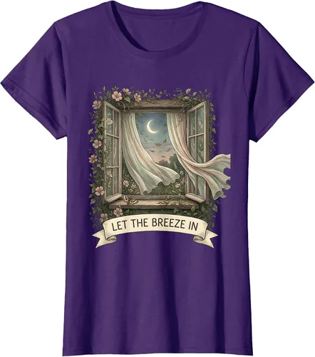 Vista 5 de Let the Breeze In Fresh Air Nature Design T-Shirt Purple