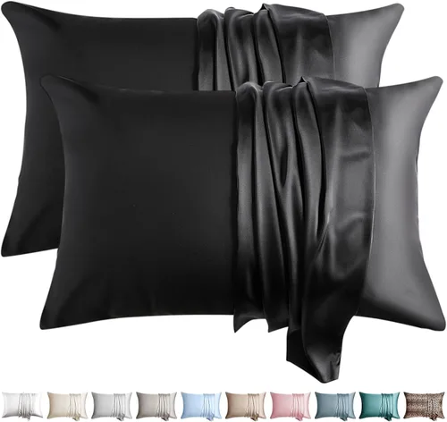Vista 13 de Juego de 2 fundas de almohada de seda 100% de tamaño estándar, fundas de almohada de seda de morera para cabello y piel, juego de 2, seda de la más