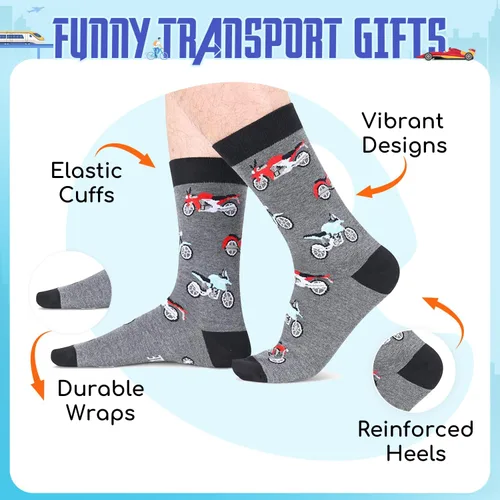 Vista 2 de Zmart Funny Motorcycle Gifts for Men - Motorcycle Socks for Dirt Bike Riders