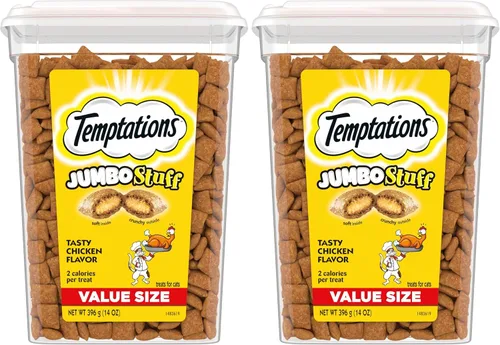 Vista 14 de Temptations Jumbo Stuff - Golosinas crujientes y suaves para gatos, sabor sabroso a pollo, bolsa de 2.5 onzas (paquete de 12) Crunchy outside