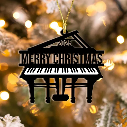 Vista 4 de Adorno de Piano 2025 – Adorno Navideño de Piano Grande para Árbol, Regalos de Piano de Madera para Músicos, Regalos para Tocadores de Piano, Adorno