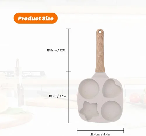 Vista 4 de Topyond Sartén para tortilla de huevos, sartén antiadherente para panqueques de 4 tazas, sartén para huevos, panqueques, crepes, compatible