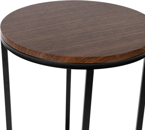 Vista 5 de Flash Furniture Hampstead Collection - Mesa auxiliar moderna con acabado de nogal - Marco negro mate entrecruzado