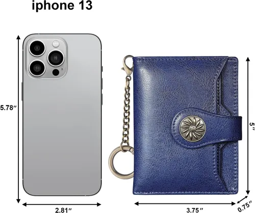 Vista 2 de Travelambo Rfid Wallet - Cartera de cuero para mujer, Azul profundo, Moda