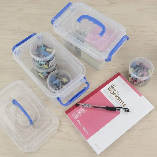 Vista 4 de Mini contenedor de plástico de 2 L, caja de almacenamiento transparente, juego de 6