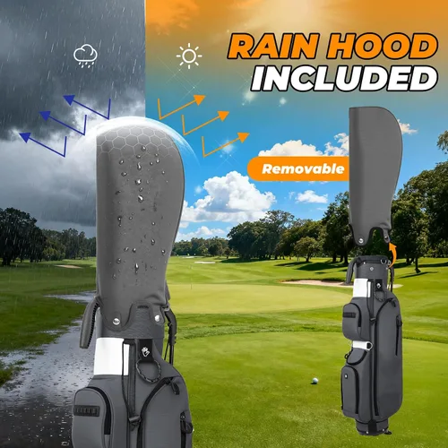 Vista 7 de Bolsa de golf con soporte, ligera, Par 3, con divisores de 3 vías, Oxford 900D resistente a la intemperie, 1.7kg, compacta pero espaciosa