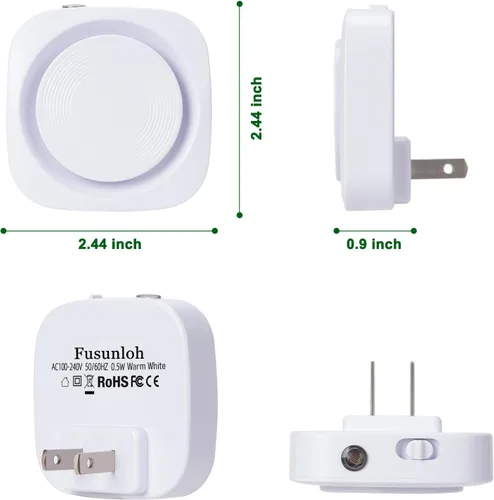 Vista 7 de Luces nocturnas de color blanco cálido enchufables en la pared, paquete de 4 luces nocturnas regulables con sensor automático de atardecer a