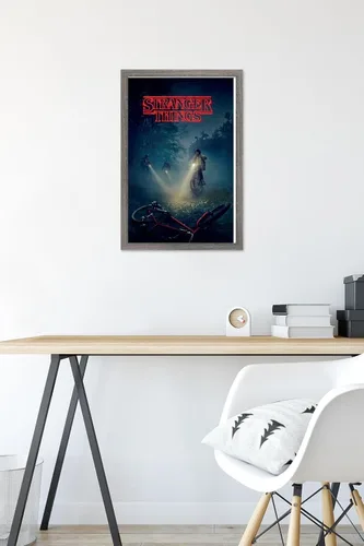 Vista 6 de Trends International Netflix Stranger Things - Póster de pared de bicicletas, 14.725 x 22.375 pulgadas, versión enmarcada de madera de granero