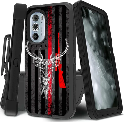 Vista 61 de Funda para Motorola Edge 2021 / Moto Edge 5G UW, protección resistente de 3 capas híbridas a prueba de golpes con funda de clip para cinturón