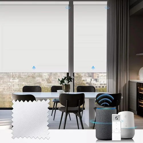 Vista 2 de Persianas enrollables para ventanas, tamaño personalizado, 100 % tela opaca, persianas inteligentes inalámbricas para el hogar, la oficina