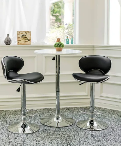 Vista 9 de Vogue Furniture Direct Taburetes de Bar Ajustables de Cuero PU, Taburetes Modernos Giratorios de Elevación Neumática con Respaldo, Sillas de Altura