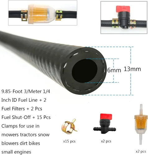 Vista 3 de 1/4 línea de combustible 1/4 pulgada manguera de combustible 10FT 6MM 4AN NBR línea de combustible para motores pequeños E85 E10 sistema