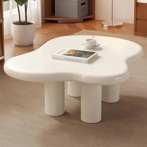 Vista 11 de HOTICKME - Mesa auxiliar Cloud para sala de estar, mesa auxiliar negra de 46.06 pulgadas con 3 patas, mesa auxiliar de estilo simple