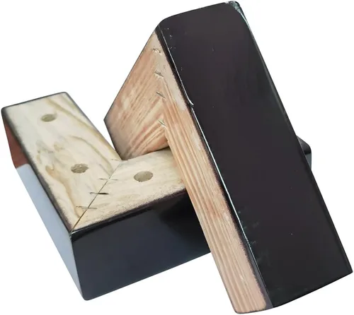 Vista 7 de Soporte de madera para sofá de cama de 2 pulgadas, patas de madera en forma de L, patas de sofá, patas de repuesto para sofá, patas de tocador, Negro