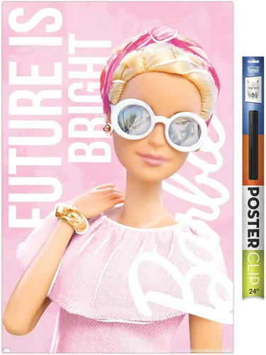 Vista 17 de Mattel Barbie - Póster de pared Future is Bright, 22.4 pulgadas de largo x 14.7 pulgadas de ancho, versión enmarcada de madera de granero