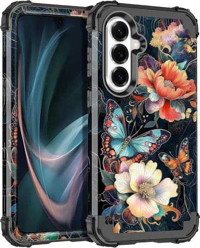 Vista 20 de Miqala Funda para Galaxy S21 FE 5G, brilla en la oscuridad, tres capas, resistente, protección a prueba de golpes, parachoques de plástico Azul