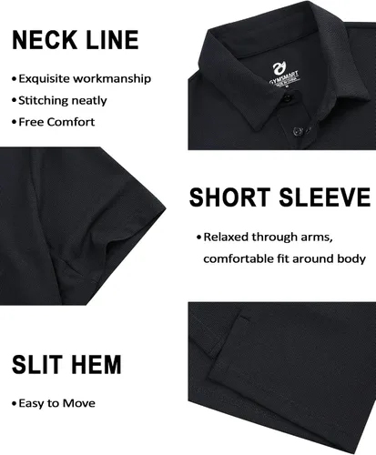 Vista 5 de GymSmart Polo Shirts for Men Short Sleeve Casual Business Sports Tennis Golf Shirts
