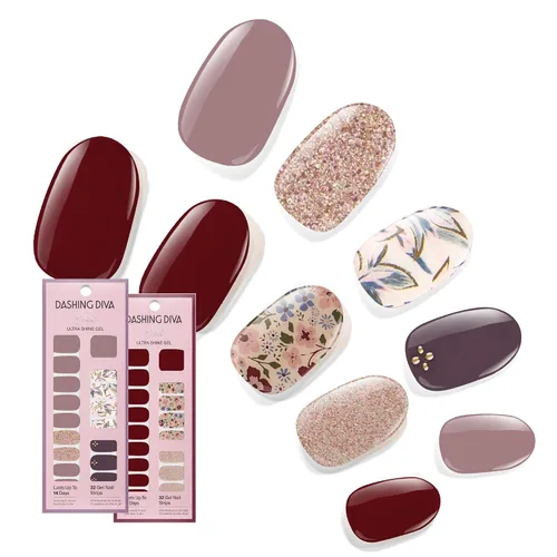 Vista 18 de Dashing Diva Paquete de tiras de uñas brillantes, la colección más vendida, Lavender Dreams & After Glow - Sin rayos UV, resistentes al