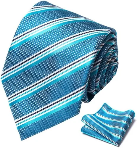 Vista 3 de Cromoncent Conjunto de camisa de vestir de manga larga para hombre y corbata con corbata y pañuelo a juego