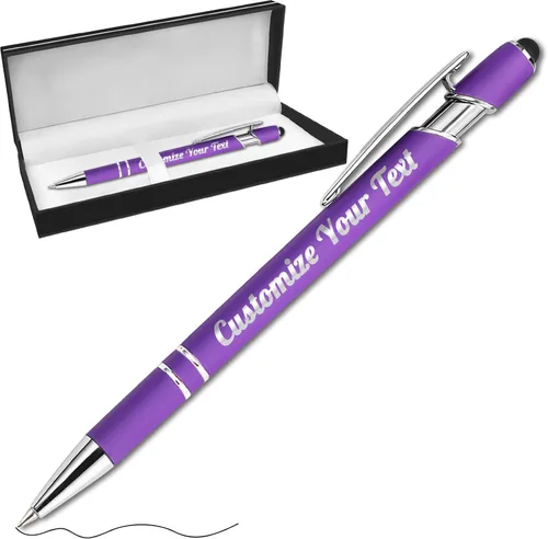 Vista 13 de Hasta 500 bolígrafos personalizados a granel con lápiz capacitivo, grabado, juego de bolígrafos con tu nombre, texto para mujeres de negocios