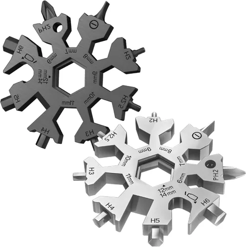 Vista 11 de Vickay Multiherramienta de copo de nieve 18 en 1, kit de destornillador plano Phillips, llave/abridor de botellas, equipo de campamento EDC, regalos