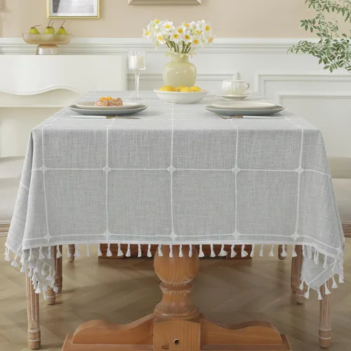 Vista 18 de Laolitou - Mantel para mesa de comedor, mantel rústico estilo de granja para cocina y mesa auxiliar, tela de lino de algodón, manteles rectangulares