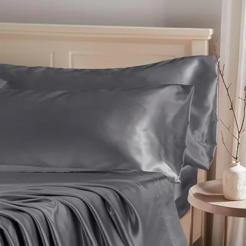 Vista 9 de Manyshofu - Funda de almohada de satén beige para protección del cabello - 2 piezas, fundas de almohada estándar, lujosas y sedosas, fundas