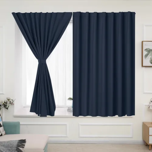 Vista 29 de Muamar Cortinas opacas sin taladro, paneles de cortina para ventana fáciles de instalar, juego de 2 paneles de cortinas portátiles para dormitorio