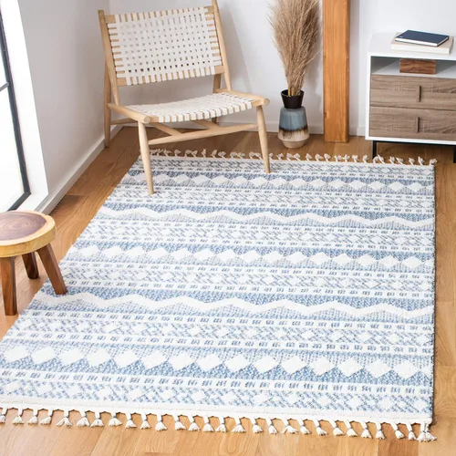 Vista 15 de SAFAVIEH Tapete grueso marroquí con borlas, 2 pies 2 pulgadas x 9 pies, color marfil y beige, no desprende pelusa y de fácil cuidado, 0.75 pulgadas
