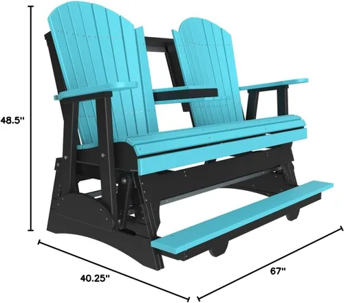 Vista 2 de LuxCraft Adirondack Balcony Glider - 5 pies con consola desplegable (Aruba en negro)