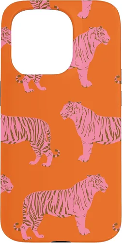 Vista 13 de Funda para iPhone 17 con diseño de tigre rosa y naranja