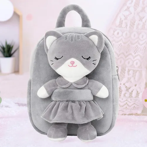 Vista 6 de Lazada Mochila para niños pequeños, juguetes de animales de peluche, mochila pequeña, color gris, 9.5 pulgadas